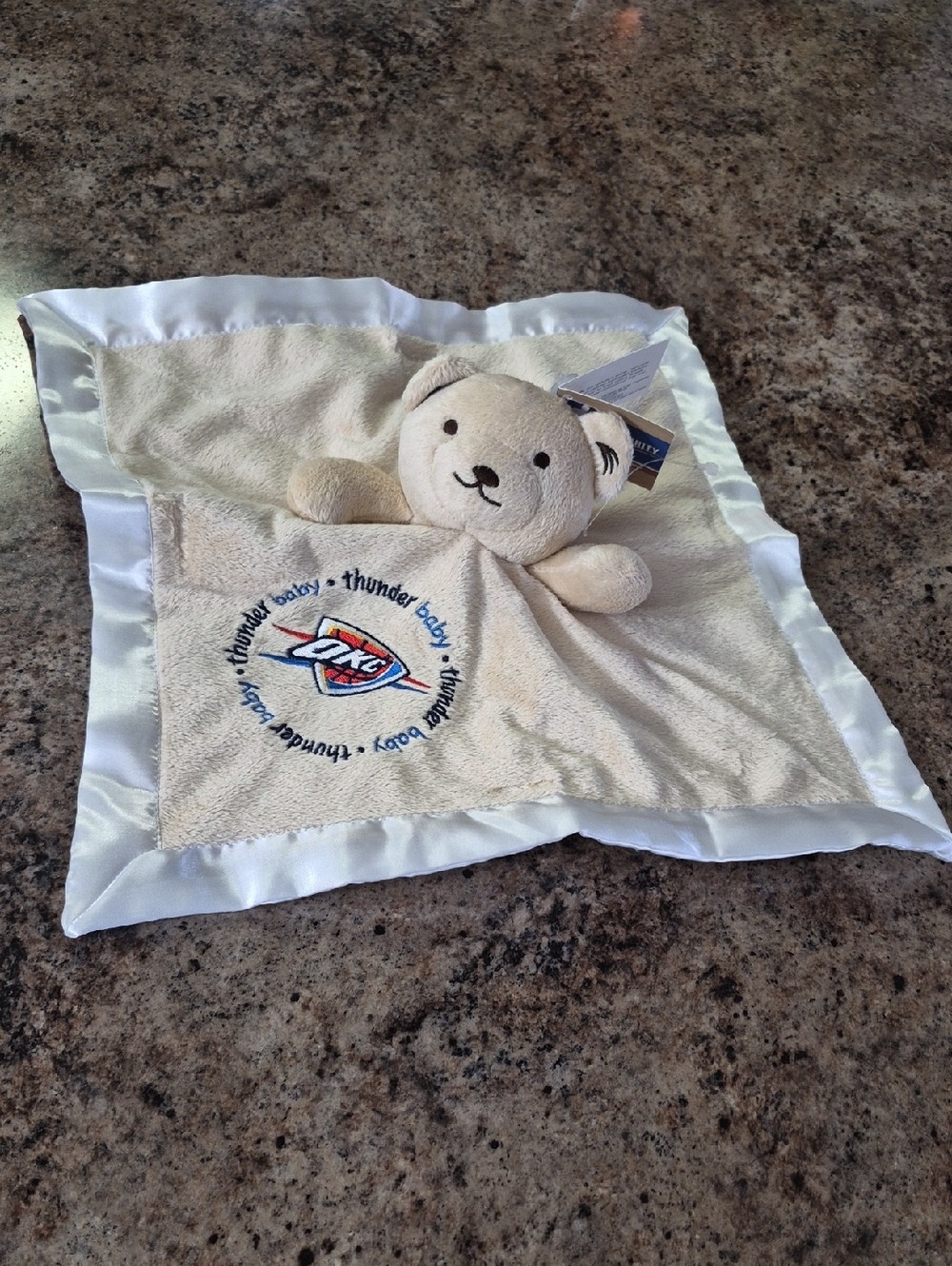 Oklahoma City Thunder Security Baby Bear Blanket - Cream/White OKC Logo